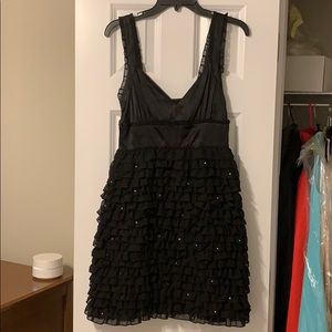 Black tiered ruffle cocktail dress